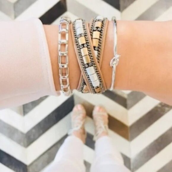 💜 Stella & Dot Cage Cuff Silver Brand New! - Picture 2 of 8